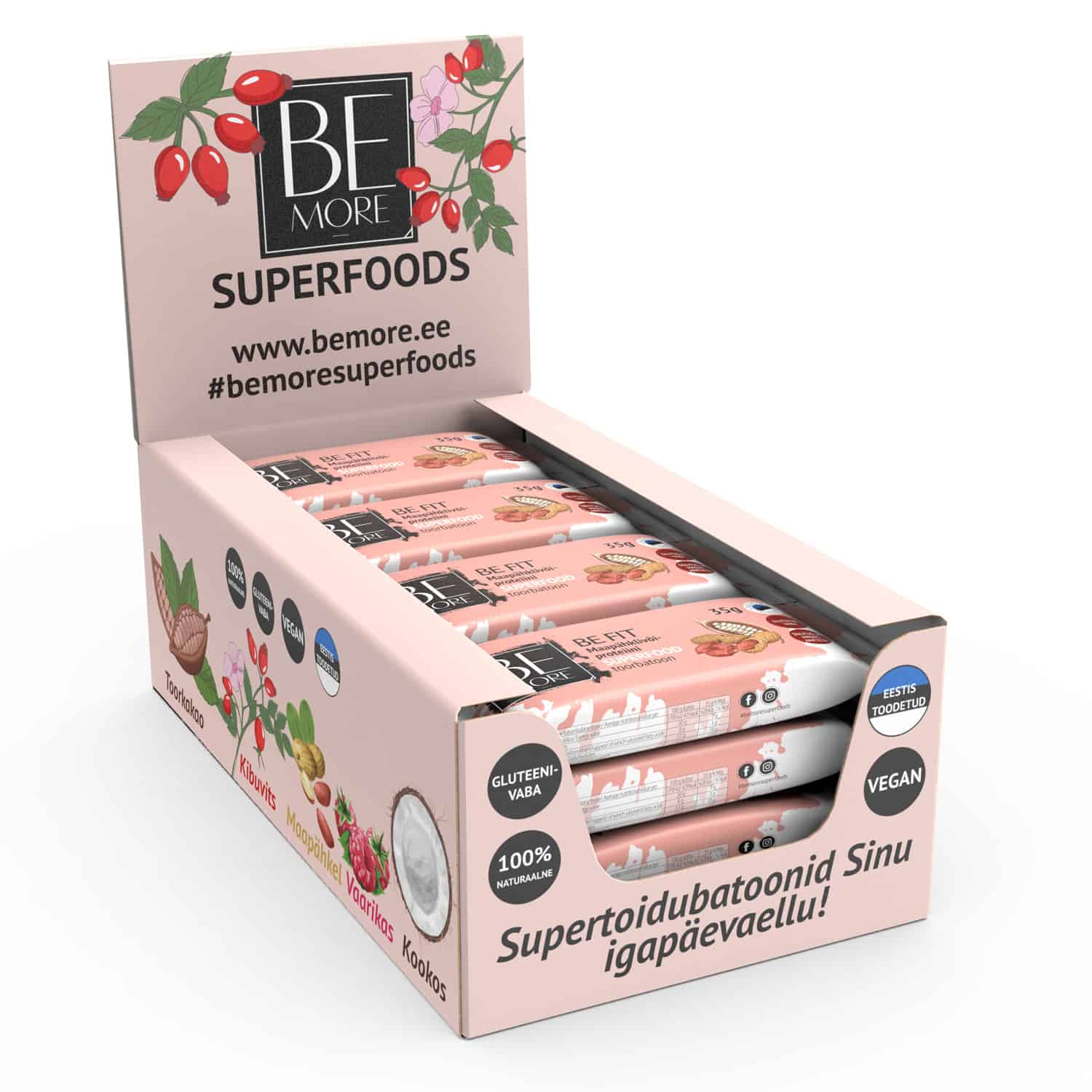 Be Fit maapähklivõi-proteiini toorbatoon - 16tk