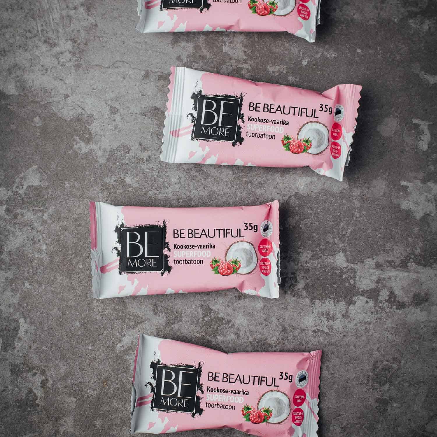 Be Beautiful kookose-vaarika toorbatoon - 16tk