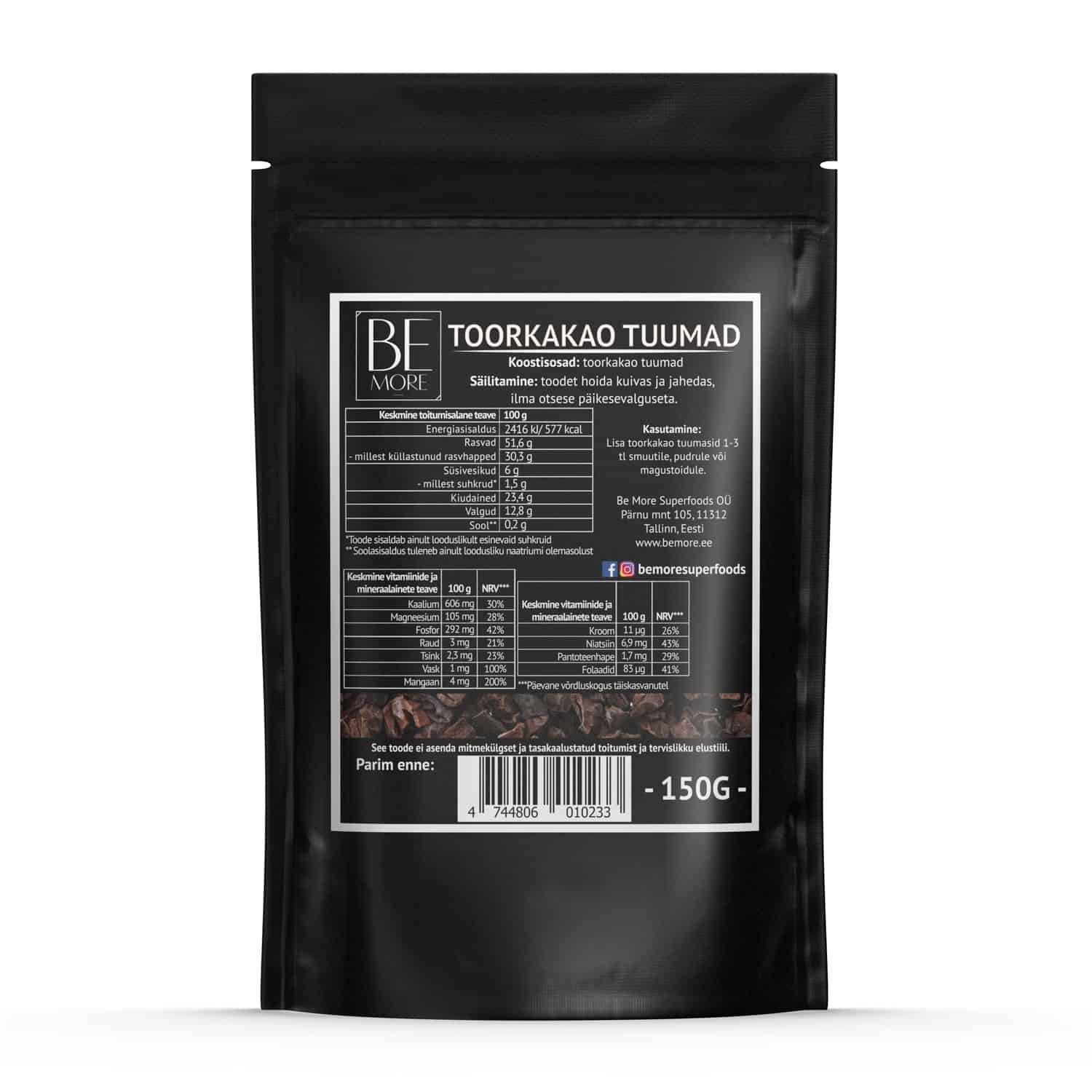 Toorkakao tuumad, 150g