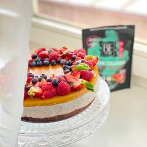 Vaarika-mango tort kollageeniga